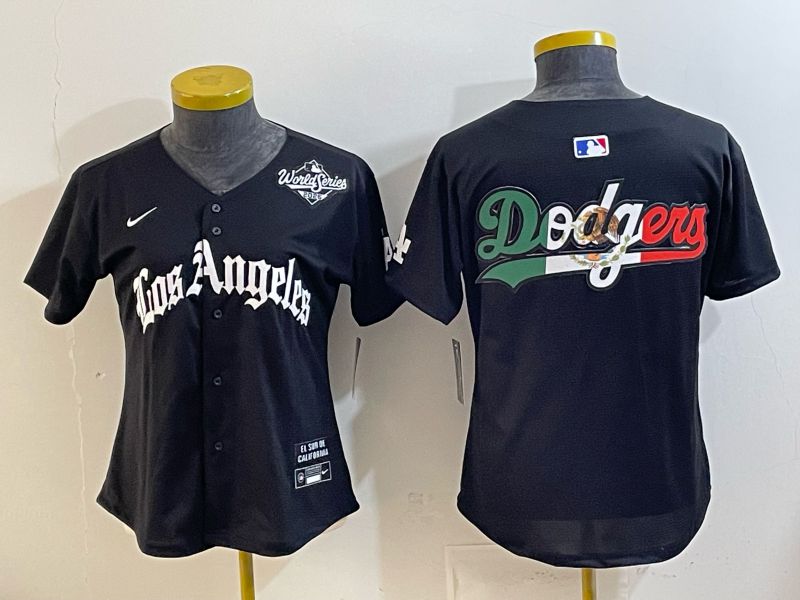 Women 2026 Los Angeles Dodgers Blank Black Game Nike MLB Jersey style 0013